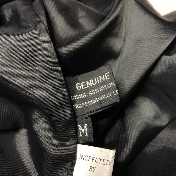 💜 Vintage 80s padded shoulder calf length tapered long leather trench coat Med - Picture 7 of 8